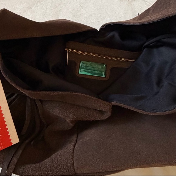 Divina Firenze Genuine Leather Brown Suede Fringe Bag - Picture 13 of 15